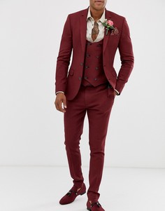 Бордовые фактурные брюки скинни ASOS DESIGN-Красный