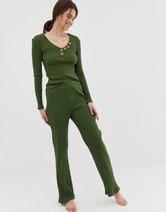 Комбинируемые брюки в рубчик ASOS DESIGN-Зеленый
