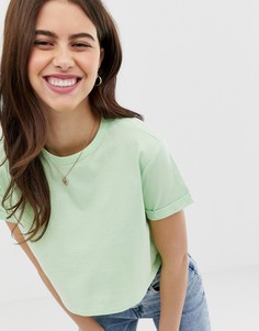 Кроп-топ мятного цвета из органического хлопка с отворотами на рукавах ASOS DESIGN-Зеленый
