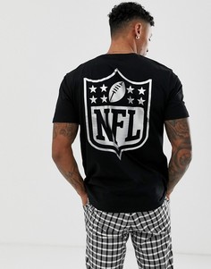 Свободная футболка с принтом NFL на груди и спине ASOS DESIGN-Черный
