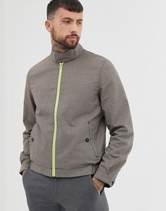 Куртка Харрингтон в клетку с яркой подкладкой ASOS DESIGN-Коричневый