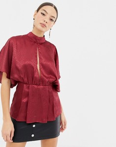 Топ с рукавами клеш и леопардовым рисунком ASOS DESIGN-Красный