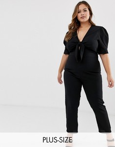 Комбинезон с завязкой Fashion Union Plus-Черный