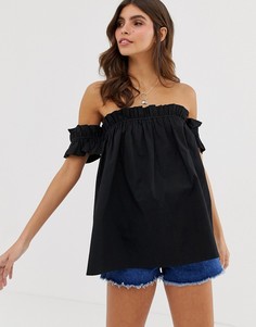 Топ из органического хлопка с открытыми плечами ASOS DESIGN-Черный