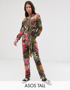 Комбинезон с тропическим принтом ASOS DESIGN Tall-Мульти