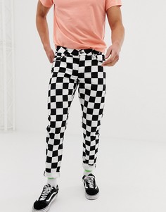 Джинсы слим в клетку ASOS DESIGN-Черный