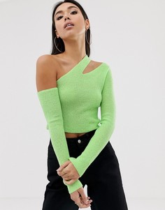 Трикотажный асимметричный топ ASOS DESIGN-Зеленый