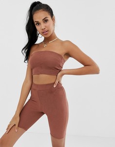 Фактурный кроп-топ бандо ASOS DESIGN-Коричневый