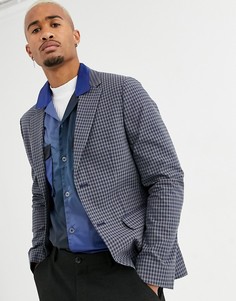 Темно-синий повседневный блейзер в клетку ASOS DESIGN