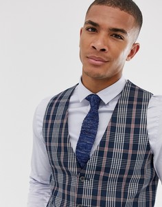 Темно-синий жилет скинни в клетку тартан ASOS DESIGN