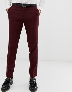 Бордовые облегающие строгие брюки ASOS DESIGN-Красный