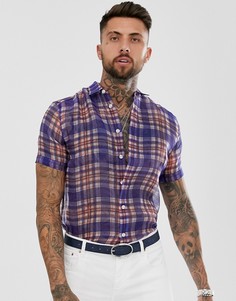 Свободная рубашка из органзы в клетку ASOS DESIGN-Синий