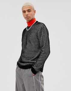 Черный oversize-джемпер с вязаным узором \соты\" ASOS DESIGN-Розовый