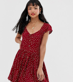 Свободное платье на пуговицах с принтом Brave Soul Petite-Красный