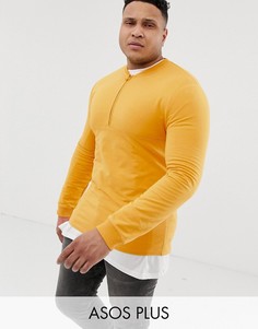 Желтый свитшот с короткой молнией ASOS DESIGN Plus