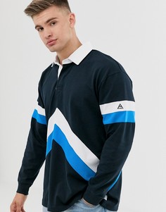 Футболка-поло колор блок в стиле oversize Scotch and Soda-Темно-синий
