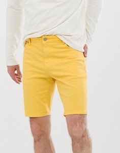 Желтые джинсовые облегающие шорты ASOS DESIGN-Желтый