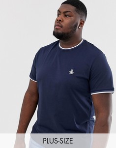 Темно-синяя футболка с круглым вырезом, окантовкой и логотипом Original Penguin Big & Tall-Темно-синий