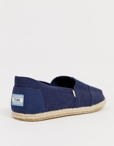 Темно-синие льняные эспадрильи с отделкой жгутом TOMS-Темно-синий