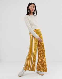 Широкие брюки в горошек с полосками ASOS DESIGN-Мульти