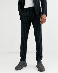Облегающие брюки в однотонную полоску ASOS DESIGN-Черный