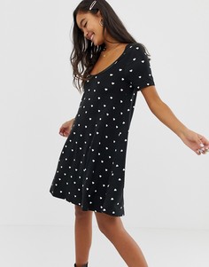Платье мини с принтом сердец ASOS DESIGN-Мульти