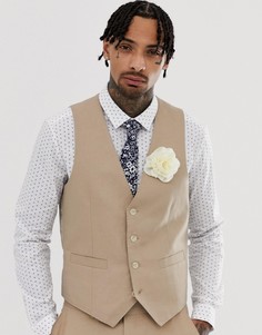 Однотонный приталенный жилет с добавлением льна Gianni Feraud Wedding-Серый