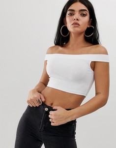 Белый кроп-топ с открытыми плечами ASOS DESIGN