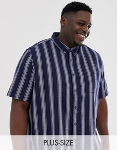 Темно-синяя оксфордская рубашка в полоску Burton Menswear - Big & Tall-Темно-синий