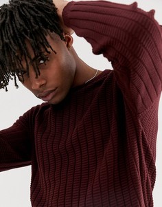 Трикотажный фактурный oversize-джемпер бордового цвета ASOS DESIGN-Фиолетовый