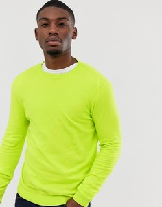 Неоново-зеленый хлопковый джемпер ASOS DESIGN