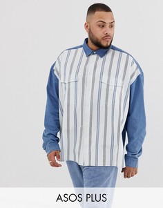 Джинсовая oversize-рубашка в стиле 90-х в полоску ASOS DESIGN Tall-Синий