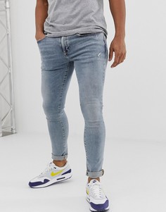 Голубые джинсы супероблегающего кроя River Island-Синий