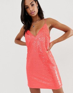 Платье мини с пайетками ASOS DESIGN-Мульти