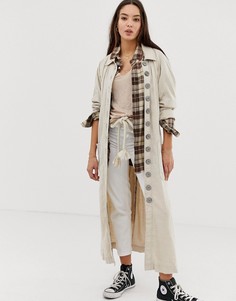 Длинное пальто Free People meet me in Montauk-Кремовый