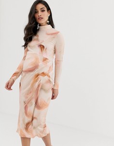 Облегающее платье с принтом перьев ASOS DESIGN Maternity-Мульти