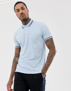 Светло-синее поло с контрастным воротником HUGO Daruso-U1-Синий