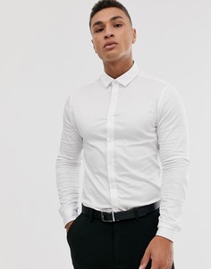 Белая сатиновая рубашка скинни ASOS DESIGN wedding-Белый