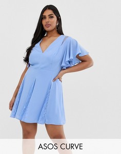 Платье мини с кружевными вставками ASOS DESIGN Curve-Синий