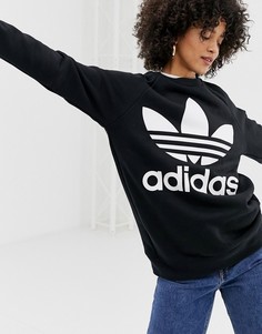 Черный oversize-свитшот с логотипом adidas Originals