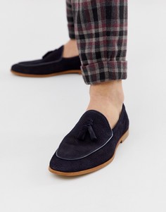 Темно-синие замшевые лоферы с кисточками River Island-Темно-синий