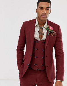 Бордовый фактурный супероблегающий пиджак ASOS DESIGN-Красный