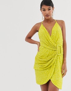 Платье мини с пайетками ASOS DESIGN-Мульти