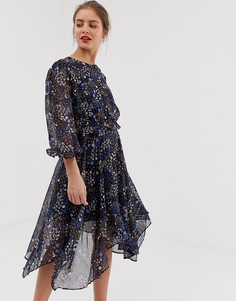 Платье с цветочным принтом и асимметричным подолом Vila-Мульти