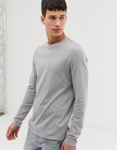 Серый меланжевый лонгслив ASOS DESIGN