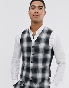 Серый узкий хлопковый жилет в клетку ASOS DESIGN