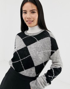 Джемпер с узором в ромбик Brave Soul-Серый