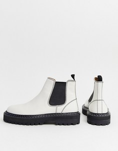 Белые ботинки челси с контрастной черной подошвой ASOS DESIGN-Белый