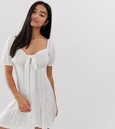 Сарафан на пуговицах с узелком ASOS DESIGN Petite-Белый