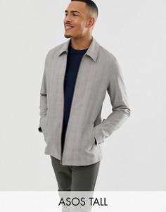 Серая куртка в клетку на сквозной молнии ASOS DESIGN Tall-Серый